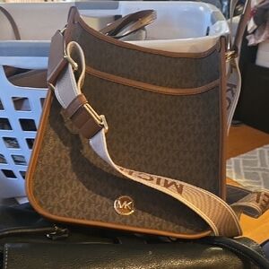 Michael Kors Tan and Brown Messenger Bag